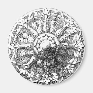 Vintage Modern Leaf Medallion Magnet