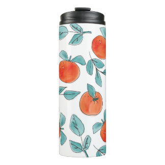 Vintage modern oranges fruit hand drawn illustrati thermal tumbler