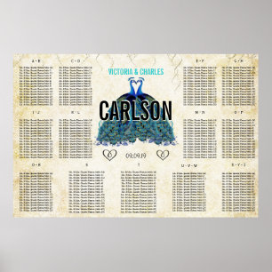 Vintage Modern Peacock Seating Chart