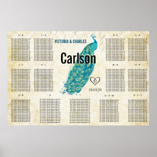 Vintage Modern Peacock Seating Chart