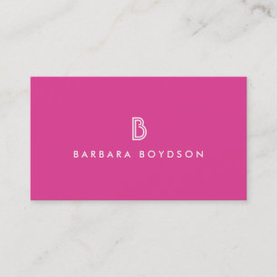 VINTAGE MODERN PINK and WHITE INITIAL MONOGRAM Business Card