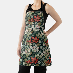 Vintage Modern Poinsettias Kitchen Towel Apron