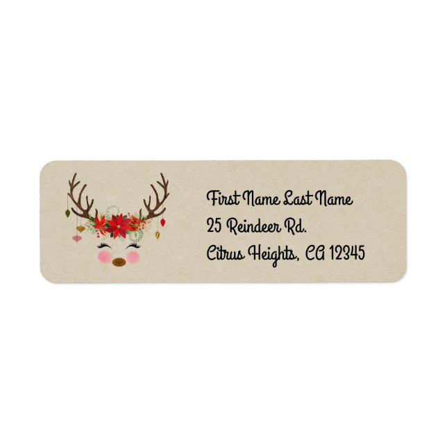 Vintage Modern Reindeer Floral Holiday Rustic (Front)