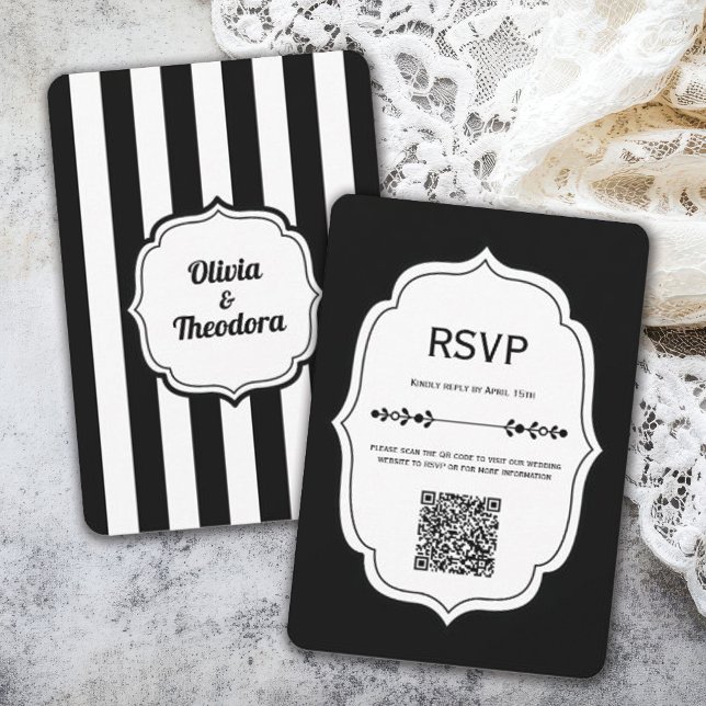 Vintage Modern Stripe Wedding Online RSVP Cards (Creator Uploaded)