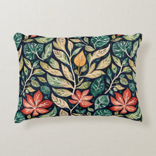 Vintage Modern Teal and Coral Floral  Accent Pillow