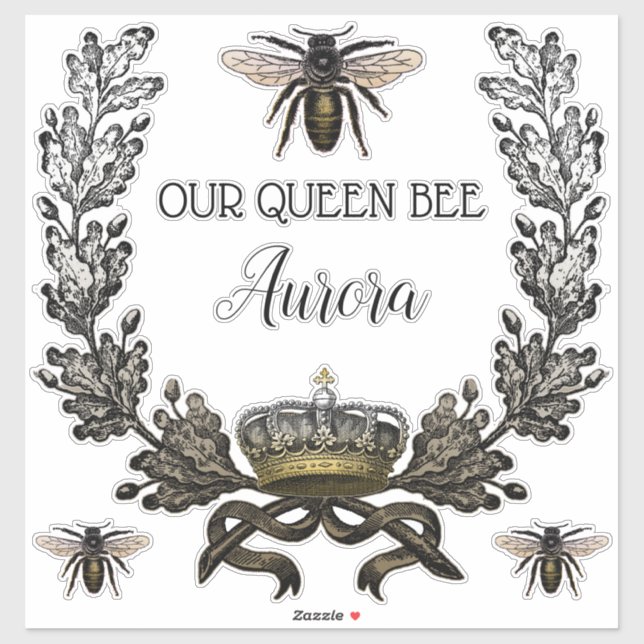 Vintage Modern Warm Sepia Wreath Queen Bee Baby (Sheet)