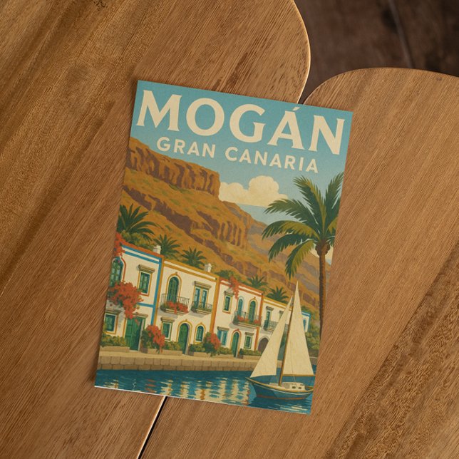 Vintage Mogan Gran Canaria Canary Islands Postcard (mogan gran canaria spain vintage postcard)