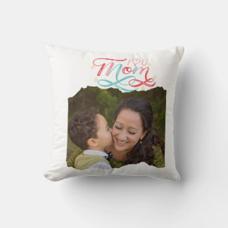 Vintage Mom and Child Photo - Minimalist Retro Throw Pillow