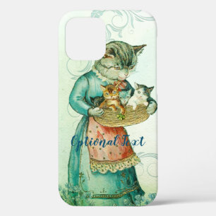 Vintage Mom Cat with Kittens iPhone 12 Case