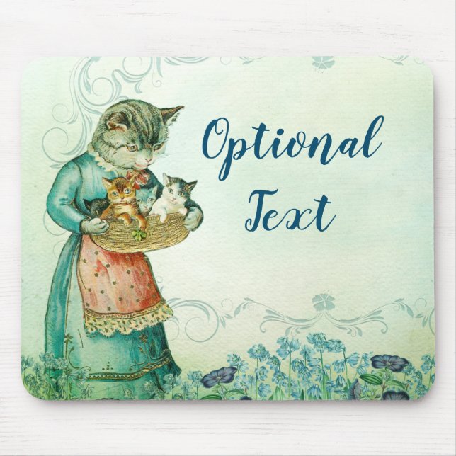Vintage Mom Cat with Kittens  Mouse Pad (Front)