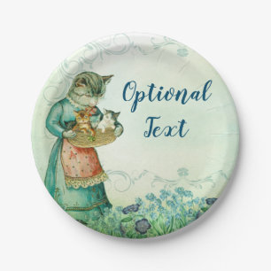 Vintage Mom Cat with Kittens Paper Plate