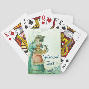Vintage Mom Cat with Kittens Playing Cards