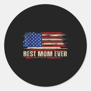 Vintage mom ever american flag mother's day classic round sticker