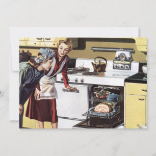 Vintage Mom in the Kitchen Cooking an Easter Ham