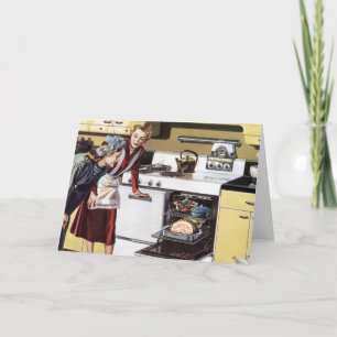 Vintage Mom in the Kitchen Cooking an Easter Ham Card