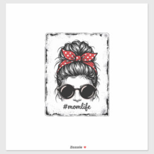 Vintage Mom Life Messy Bun Bandana Shirt Design_1