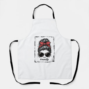 Vintage Mom Life Messy Bun Bandana Shirt Design_1 Apron