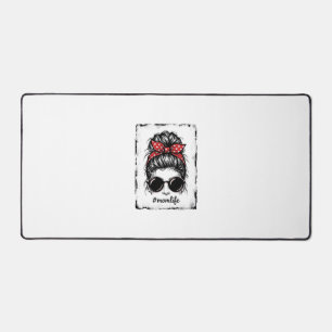 Vintage Mom Life Messy Bun Bandana Shirt Design_1 Desk Mat