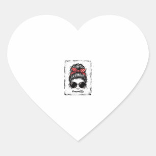 Vintage Mom Life Messy Bun Bandana Shirt Design_1 Heart Sticker