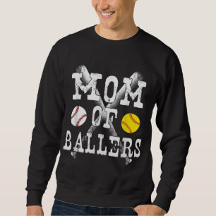 Vintage Mom of Ballers Funny Baseball Softball Lov Sweatshirt