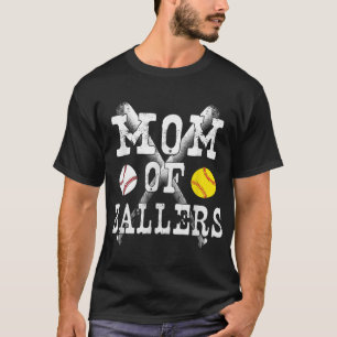 Vintage Mom of Ballers Funny Baseball Softball Lov T-Shirt