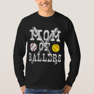 Vintage Mom of Ballers Funny Baseball Softball Lov T-Shirt