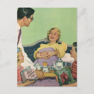 Vintage Mom Served Breakfast in Bed by Family Postcard