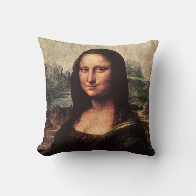 Vintage Mona Lisa Pillow Leonardo DaVinci (Front)