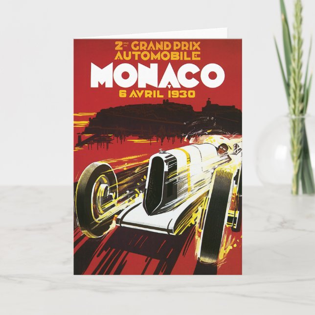 Vintage Monaco Car Road Race Poster Card (Front)