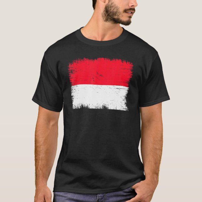 Vintage Monaco Flag Monacan Independence Day T-Shirt (Front)