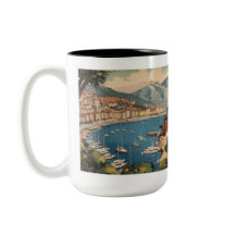 Vintage Monaco Harbour Travel Scene