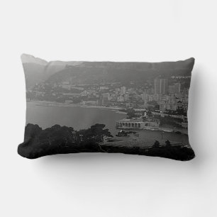 Vintage Monaco Monte Carlo coast view Lumbar Pillow
