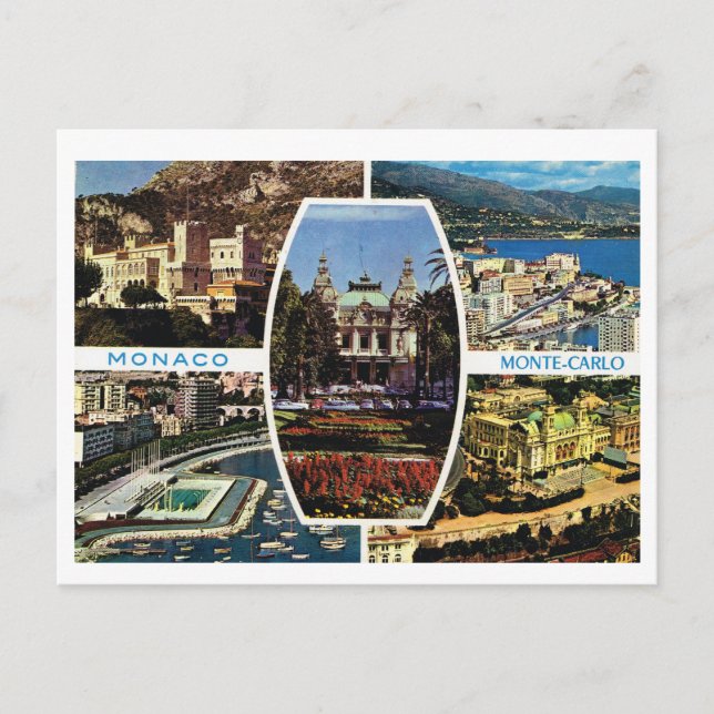 Vintage Monaco, Montecarlo Multiview Postcard (Front)