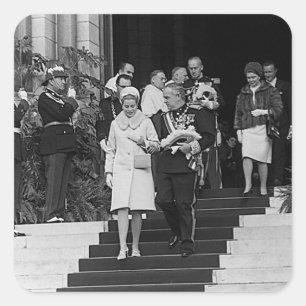 Vintage Monaco Prince Albert and Princess Grace Square Sticker