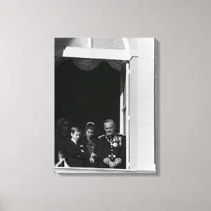 Vintage Monaco princely family in palace balcony Canvas Print