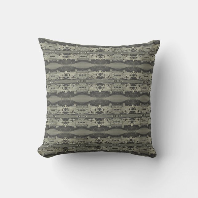 Vintage Monaco Principality square palace Throw Pi Pillow (Front)