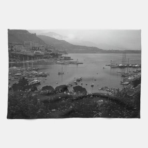 Vintage Monaco Principality The port Kitchen Towel