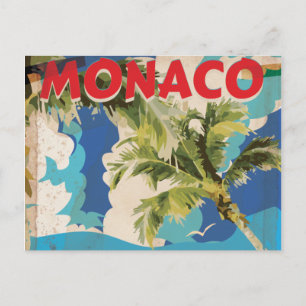 VINTAGE MONACO RACING TRAVEL POSTER POSTCARD
