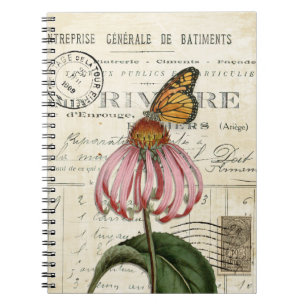Vintage Monarch Butterfly Spiral Journal Notebook