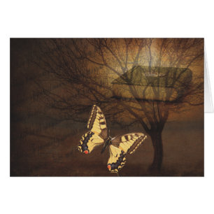 Vintage Monarch Butterfly with Tree and Book
