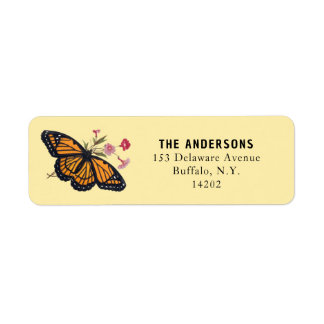 Vintage Monarch Butterfly Yellow Adresse de retour