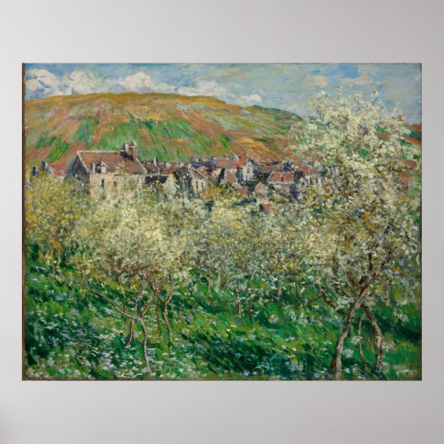 Vintage Monet 1879 Flowering Plum Trees Poster (Front)