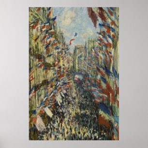 Vintage Monet French Flag Paris Street Art Poster