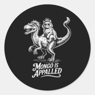 Vintage Mongo Is Appalled Princess Cat Riding Dino Classic Round Sticker