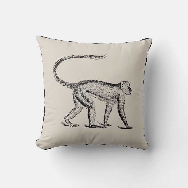Vintage Monkey Artisan Pillow - Pick Your Colour (Front)