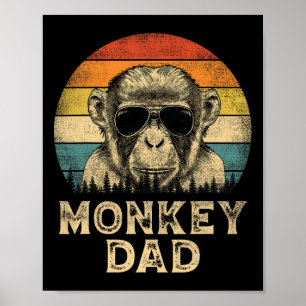 Vintage Monkey Dad Monkey Lovers Daddy Father&#; s Poster