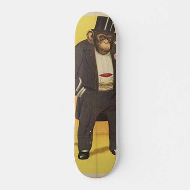 Vintage Monkey in Tuxedo Skateboard Deck (Front)