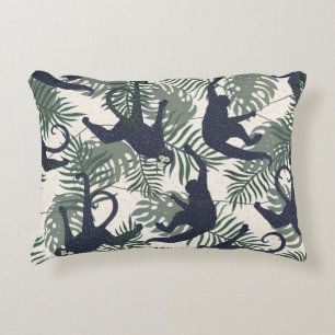 Vintage Monkey Pattern Accent Pillow