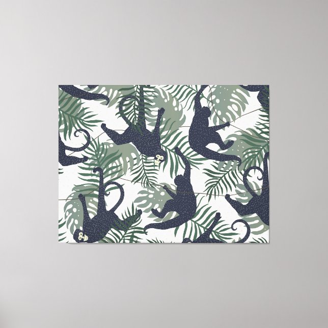Vintage Monkey Pattern Canvas Print (Front)