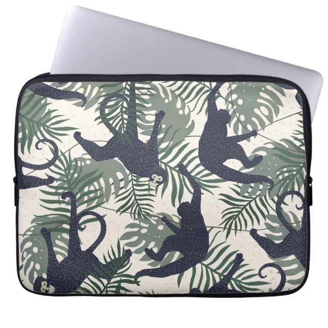 Vintage Monkey Pattern Laptop Sleeve (Front)